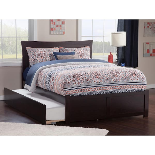 AFI Metro Espresso Dark Brown Solid Wood Frame King Platform Bed with Twin XL Trundle and Footboard