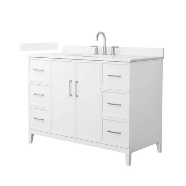 Wyndham Collection Elan 48 in. W x 22 in. D x 35 in. H Single Bath Vanity in White with White Quartz Top