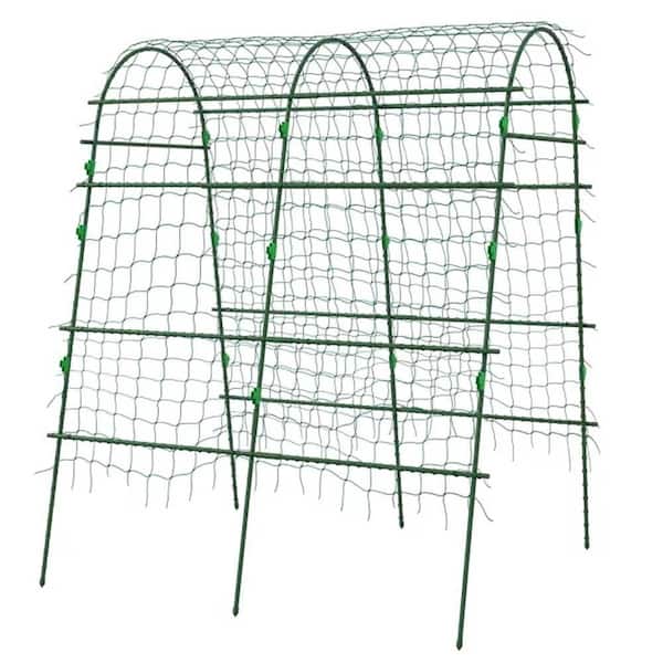 Unbranded 57 in. x 66 in. x 81 in. Metal Garden Trellis, Arch Trellis for Climbing Plants Outdoor, A-Frame, Climbing Net, Green