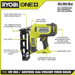 ONE+ 18V AirStrike 16-Gauge Cordless Finish Nailer (Tool Only)