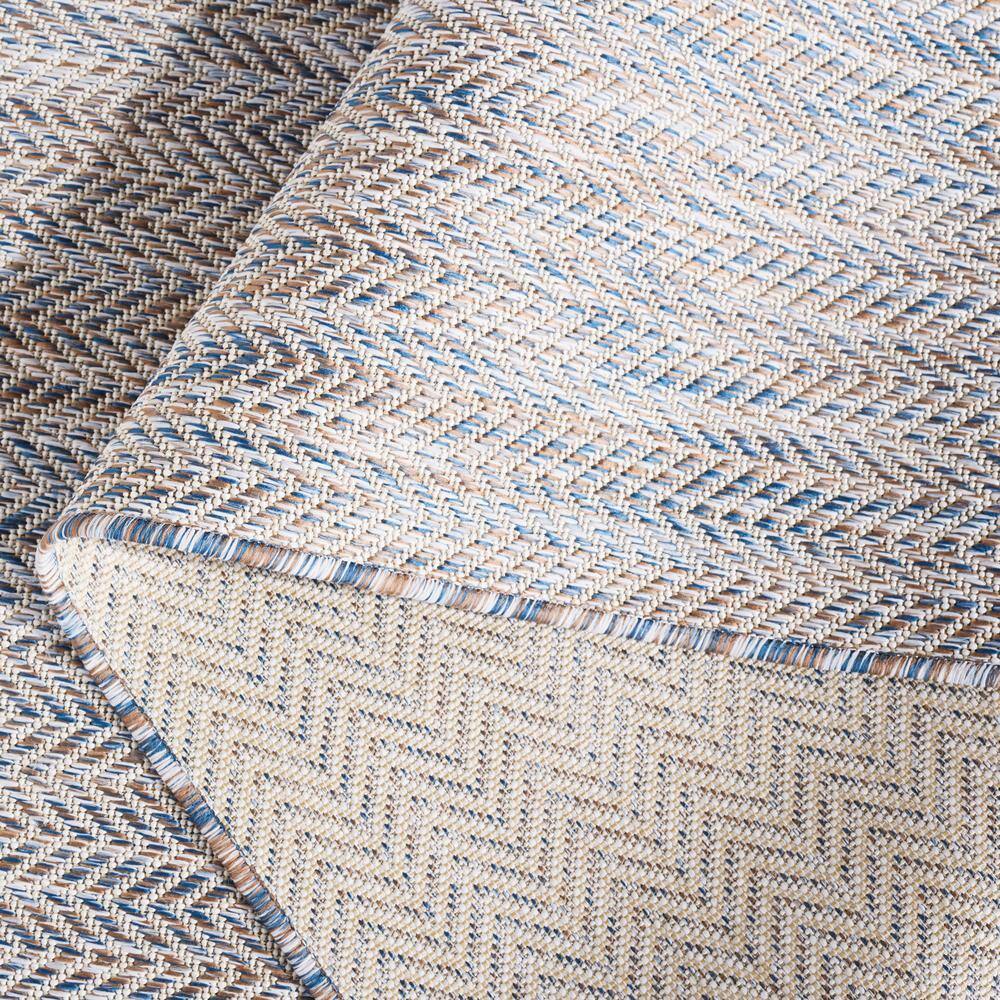 Ivory Blue and Beige Chevron Indoor Outdoor Area Rug