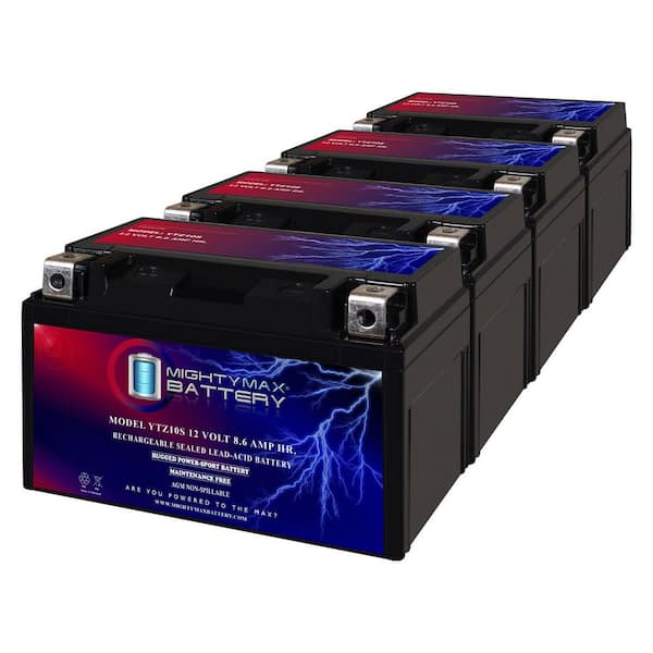 YTZ10S 12V 8.6AH Replacement Battery compatible with EverStart ES-TZ10S - 4 Pack