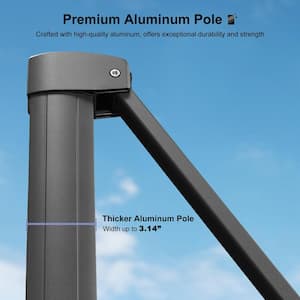 9 ft. Square Outdoor Patio Cantilever Umbrella Aluminum Offset 360° Rotation Umbrella with Base, Light Gray