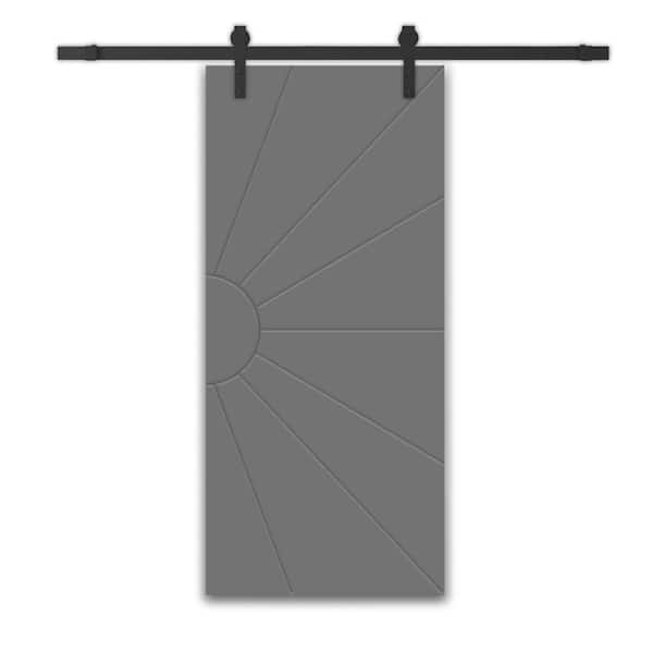 CALHOME 24 in. x 84 in. Light Gray Painted Composite MDF Sliding Barn Door with Hardware Kit