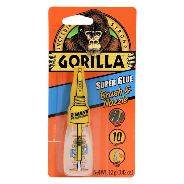 Gorilla Gorilla Super Glue 1.2 oz. Brush and Nozzle Clear Plastic Glue/Epoxy