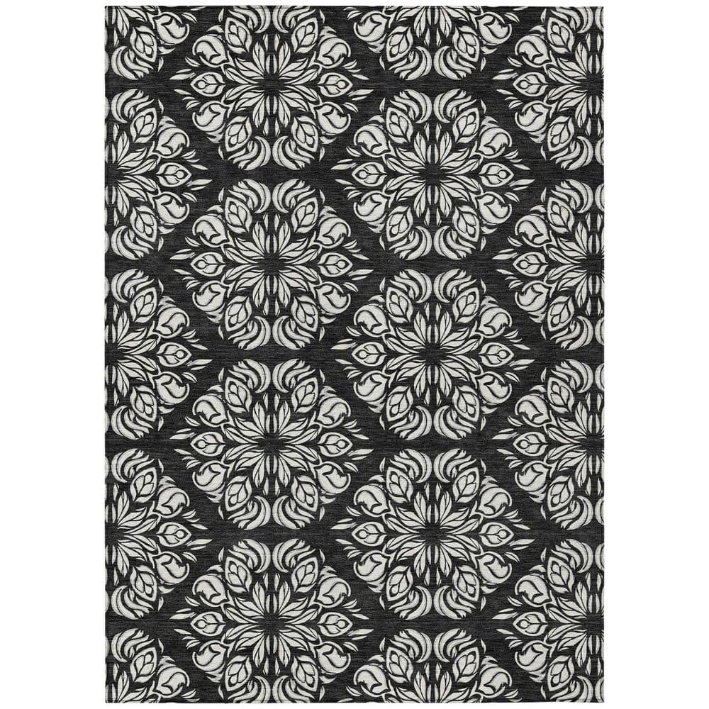 Chantille Machine Washable Indoor/Outdoor Abstract ACN2456 Black 3 ft. x 5 ft. Area Rug price history on PriceWatchPro