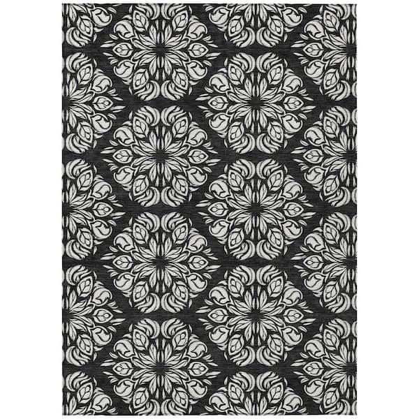 Chantille Machine Washable Indoor/Outdoor Abstract ACN2456 Black 9 ft. x 12 ft. Area Rug