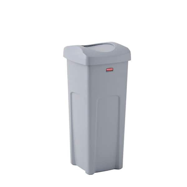 Untouchable 35 and 50 Gal. Grey Square Trash Can Swing Top Lid