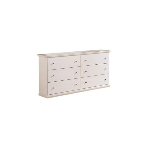 Benjara White and Pewter 6-Drawer 63.31 in. Wide Dresser Without Mirror