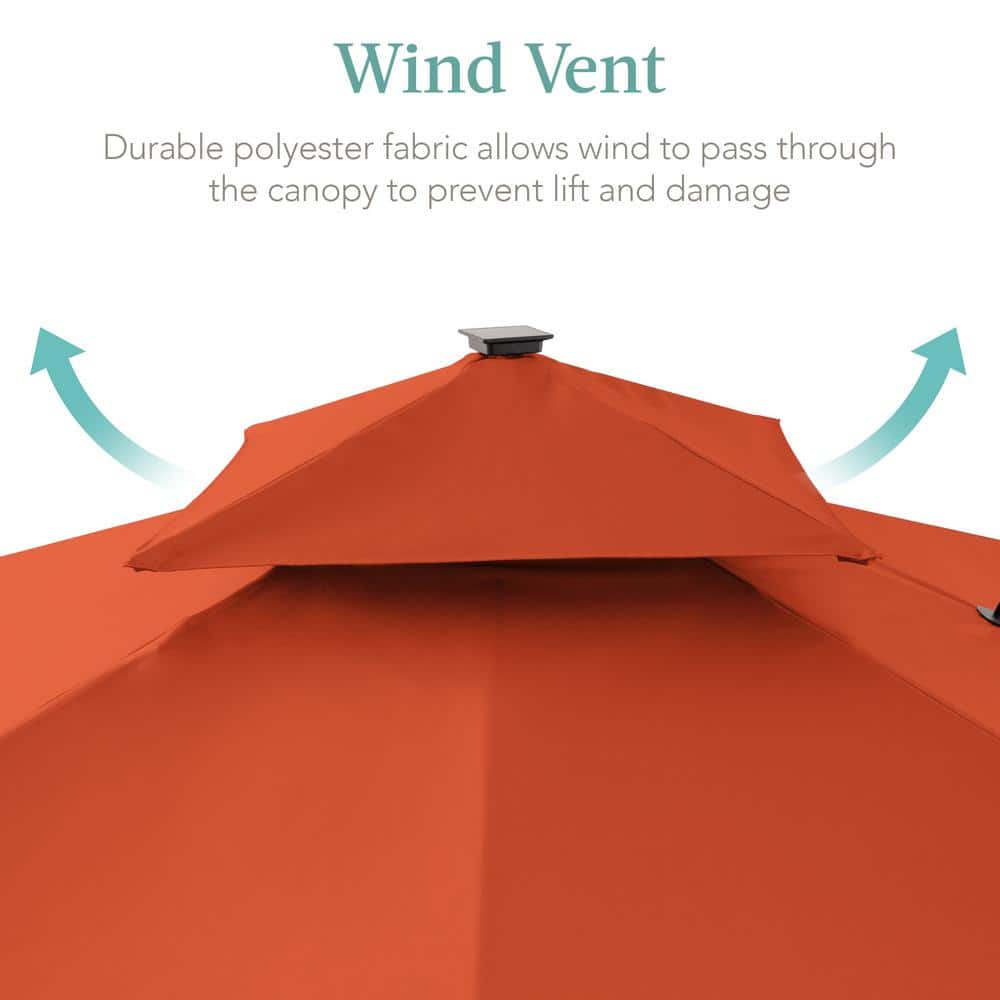 Rust 10x10ft Solar LED Cantilever Patio Umbrella with Base