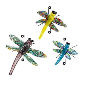 Glass Dragonfly With Iron Feet, Set of 3