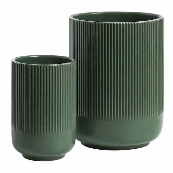 Green Ceramic Kitchen Utensil Holder for Countertop, Large Cooking Utensil Crocks for Kitchen Counter Decor