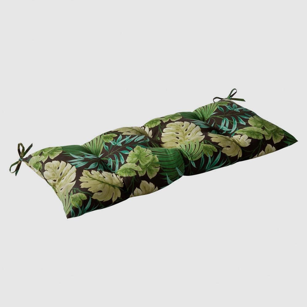 Tropical Green and Brown Polyester Outdoor Bench Cushion