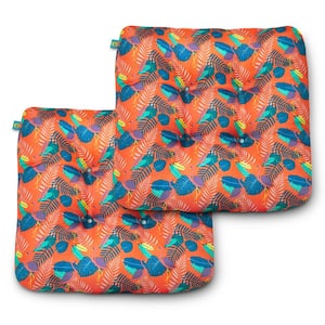Duck Covers 19 in. x 19 in. x 5 in. Pool Party Flamingo Square Indoor/Outdoor Seat Cushions (2-Pack)