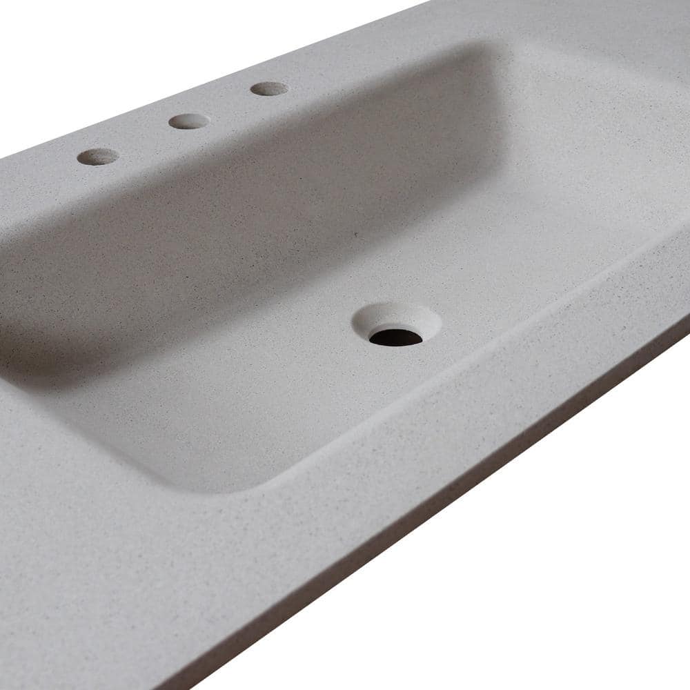 49'' Sandy White Concrete Single Bathroom Vanity Top with Integral Sink