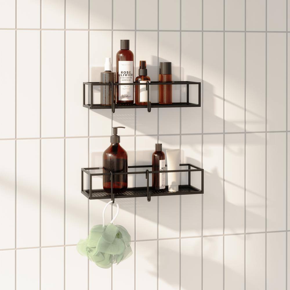 White Metal Suction Mount Shower Caddy Set