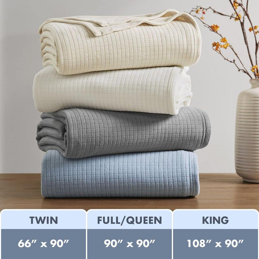 King Light Blue Microfleece Reversible Winter Blanket