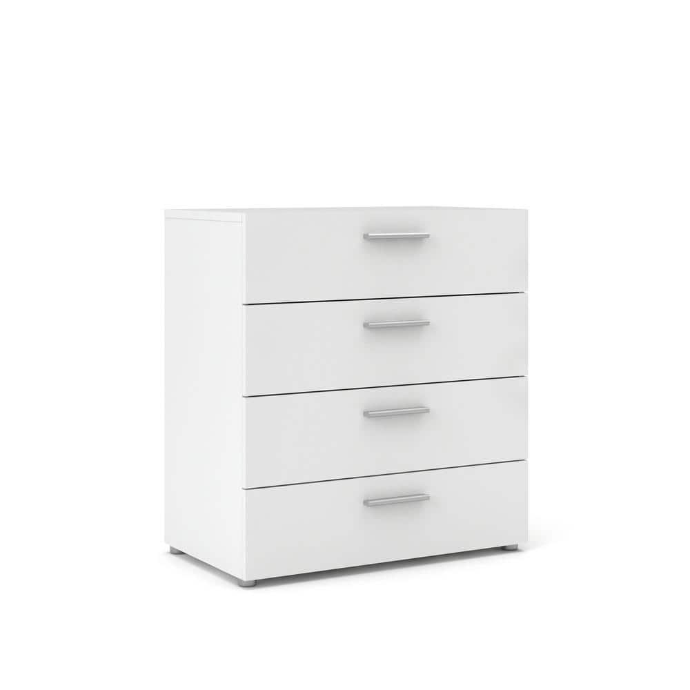 Austin 4-Drawer Sleek White Dresser with Metal Hardware