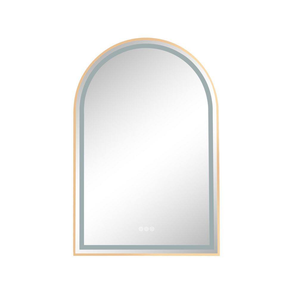 26 in. W x 39 in. H Large Arched Steel Framed Anti-Fog Wall Mount Bathroom 