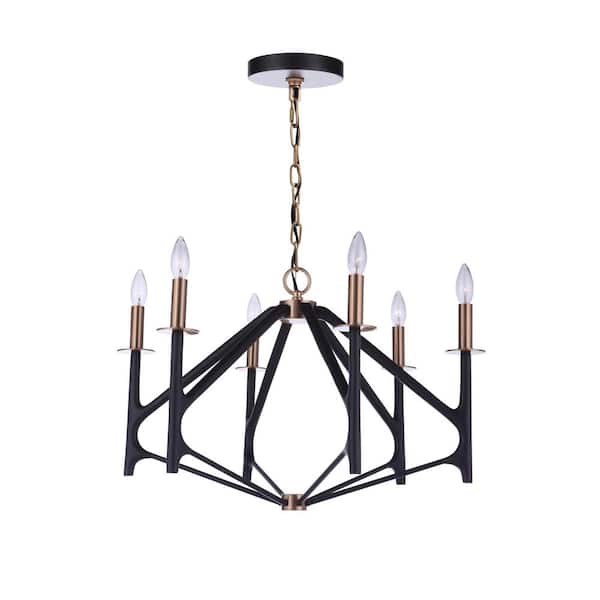 CRAFTMADE The Reserve 6-Light Flat Black/Painted Nickel Finish Transitional Chandelier for Kitchen/Dining/Foyer, No Bulbs Included