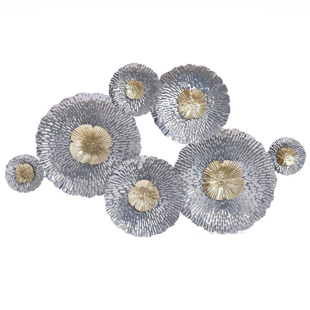 LuxenHome Silver and Gold Flowers Metal Work Wall Decor WHA1695 The Home  Depot
