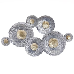 Silver and Gold Flowers Metal Work Wall Decor