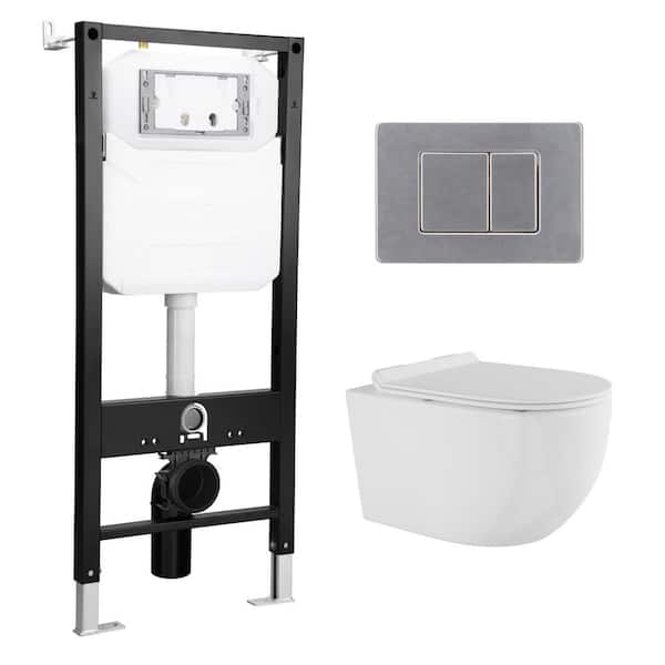 Capri 2-Piece Wall Hung Toilet 0.8/1.6 GPF Dual Flush Gravity Fed D Shape in White