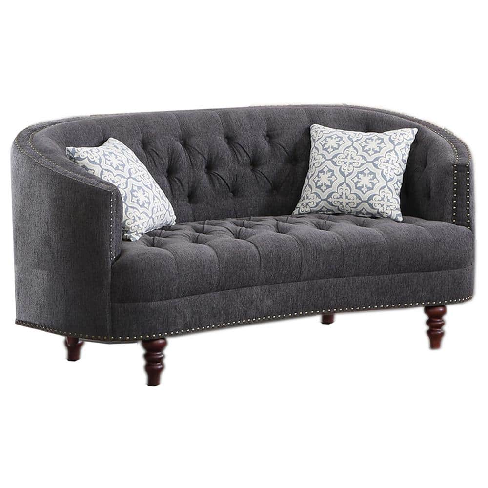 Best Master Furniture Rachael 63 in. L Gray Linen 2 Seater Loveseats