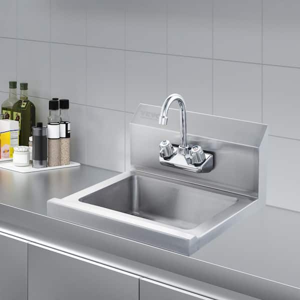 17 in. x 15 in. Commercial Hand Sink with Faucet Stainless Steel Sink 1 Compartment Small Hand Washing Sink