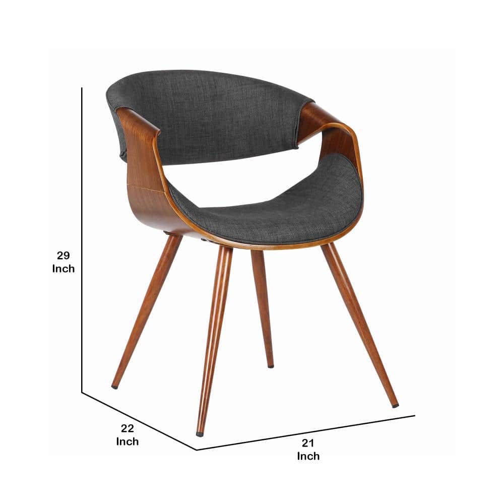 Charcoal Upholstered Walnut Wood Mid-Century Side Chair