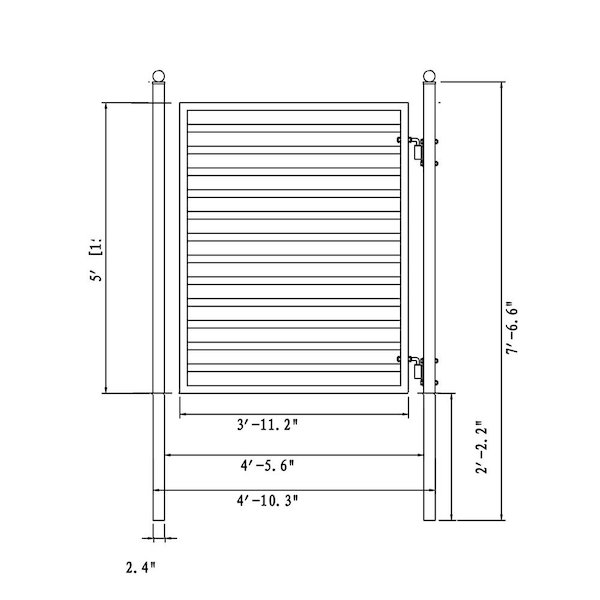 ALEKO 23 ft. x 6 ft. Black Steel Dual Swing Driveway Gate Milan Style 18 ft. with Pedestrian Gate 5 ft. Fence Gate