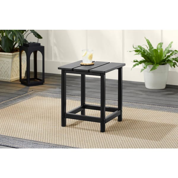 Seaside Bluff HDPE All-Weather 15.5 in. Square Accent Table Black