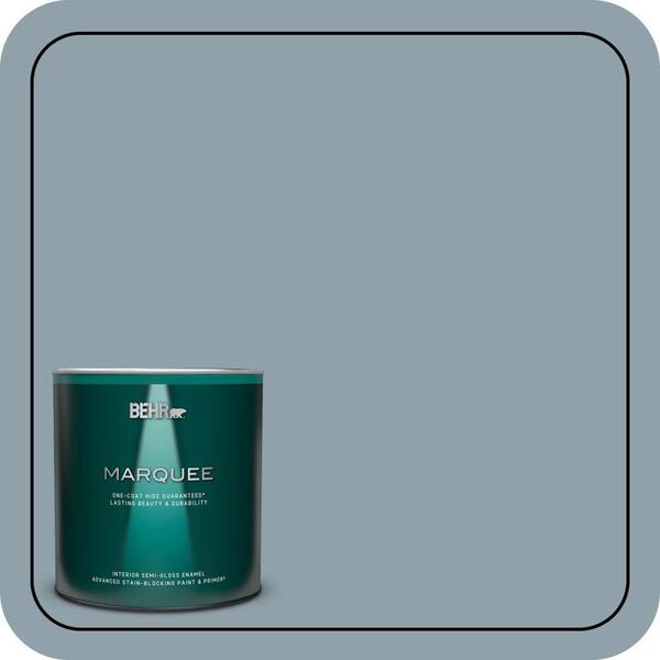 BEHR MARQUEE 1 qt. #N480-4A Dusty Denim Semi-Gloss Enamel Interior Paint and Primer