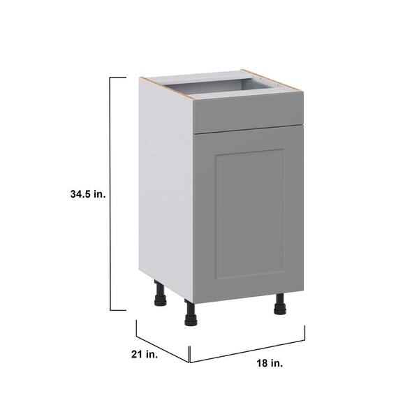 J COLLECTION Bristol Painted Slate Gray Shaker Assembled 18 in. W x 34.5 in. H x 21 in. D Vanity 1 Drawer Base Kitchen Cabinet