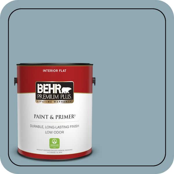 BEHR PREMIUM PLUS 1 gal. #530F-4 Newport Blue Flat Low Odor Interior Paint & Primer