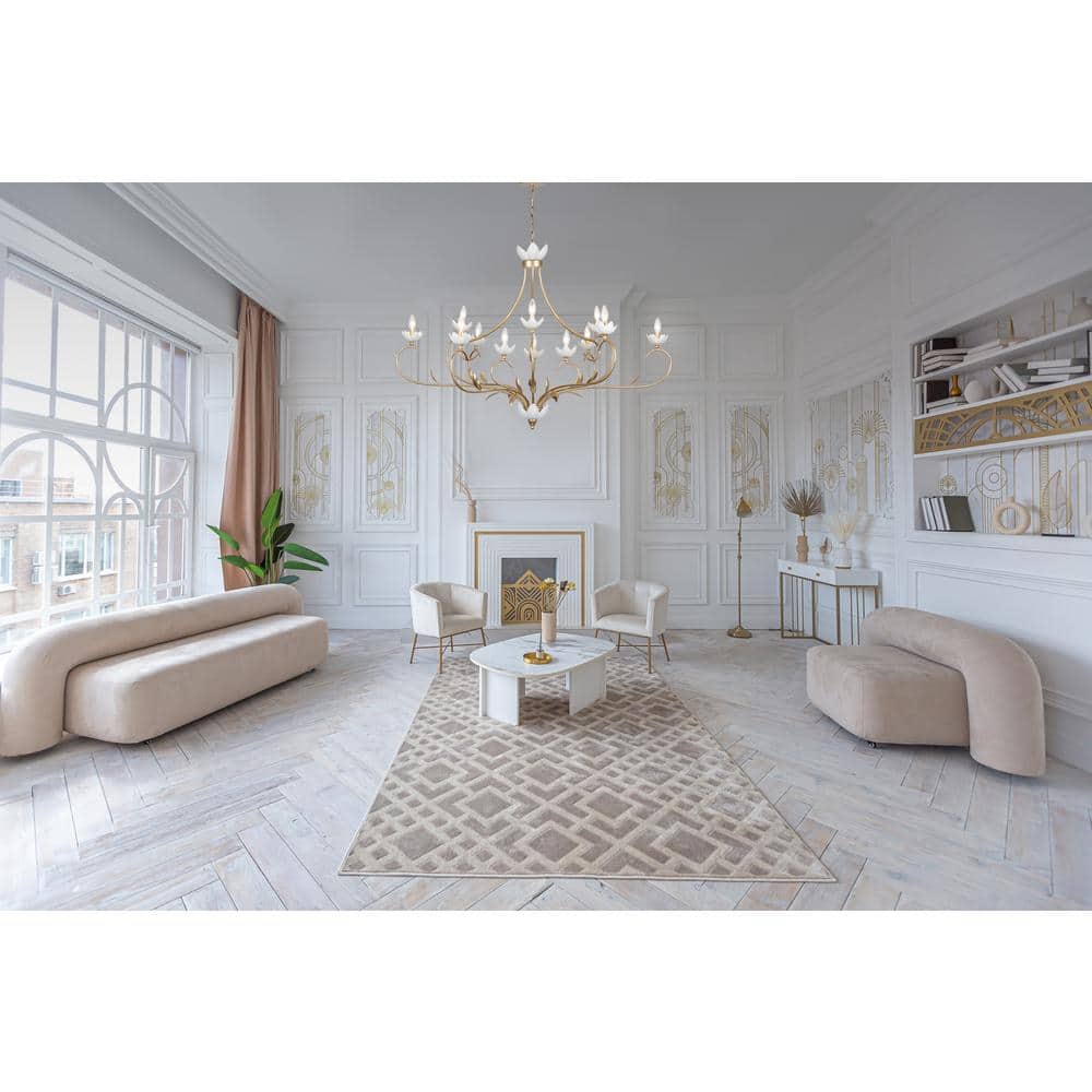 Muse 12-Light French Gold and White Cashmere Chandelier