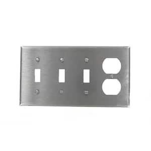 Stainless Steel 1-Gang 3-Toggle/1-Duplex Wall Plate (1-Pack)