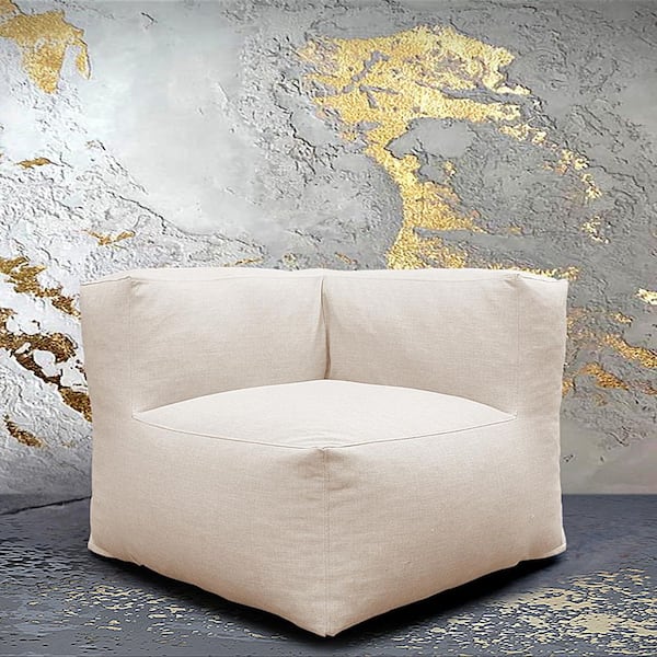 eVita Outdoor Patio Lounge Chairs Plastic Bean Bag Chair with Beige Cushion