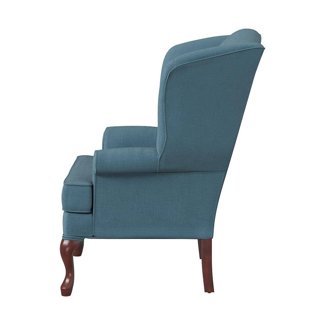 Traditional Erin Wingback Handcrafted Accent Chair in Blue