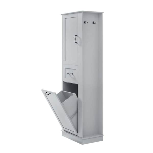 XUJMK 20 in. W x 14 in. D x 64 in. H Gray Linen Cabinet, Tall
