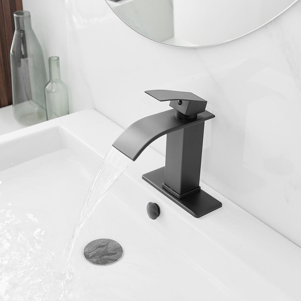 Matte Black Stainless Steel Single Handle Bathroom Faucet