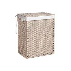 Light Gray 18 x 13 x 24 Wicker Modern Rectangle Laundry Room Hamper with Removable Bag