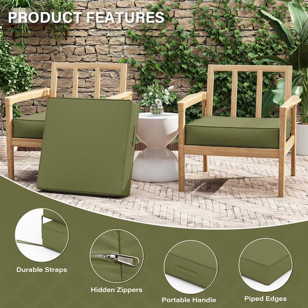 Squared Corners Lime Green Outdoor Seat Cushions Wicker Chair