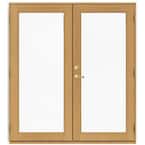 72 in. x 80 in. W-2500 White Clad Wood Left-Hand Full Lite French Patio Door w/Stained Interior