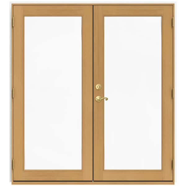 JELD-WEN 72 in. x 80 in. W-2500 White Clad Wood Left-Hand Full Lite French Patio Door w/Stained Interior
