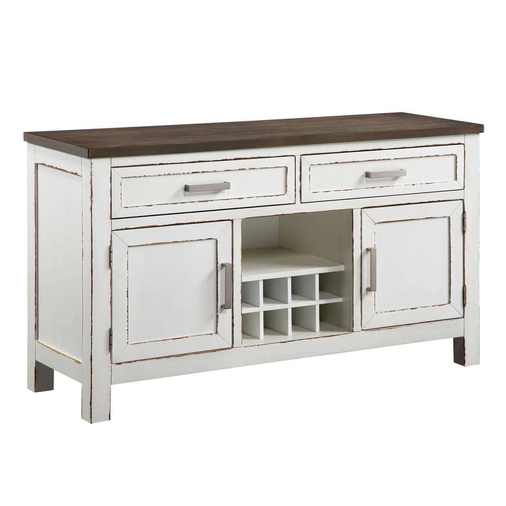 Shumard Weathered White and Dark Walnut Server with 2-Drawer -  Furniture of America, IDF-3142SV