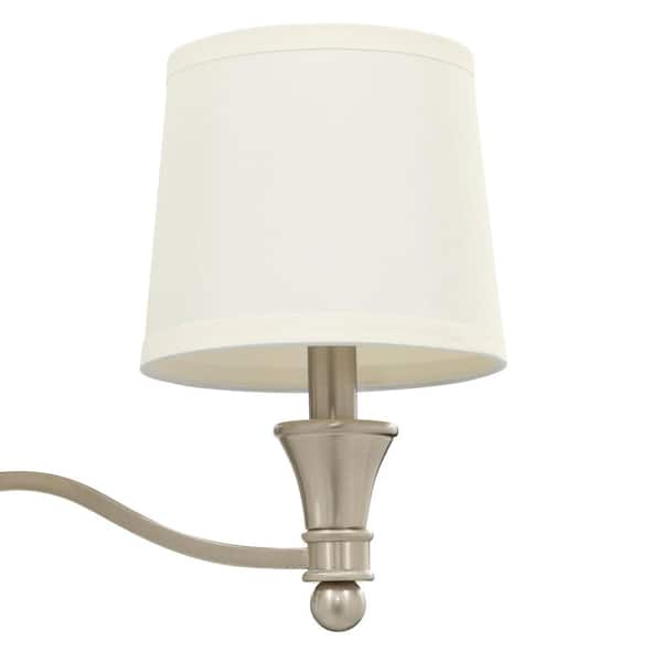 Hampton Bay Towne 3-Light with offers White Fabric Shades Brushed Nickel Vanity Light