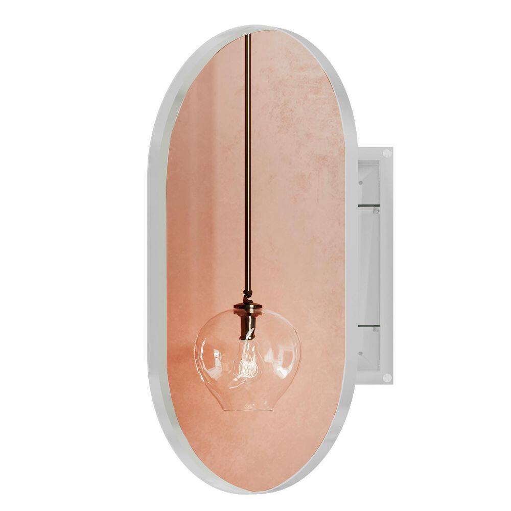 20 in. W x 34 in. H Oval Aluminum Medicine Cabinet with Mirror in White price history on PriceWatchPro