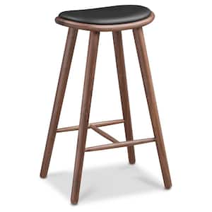 Black/Walnut Remo Leather Counter Stool