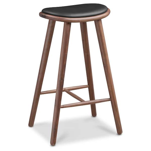 Poly and Bark Black/Walnut Remo Leather Counter Stool